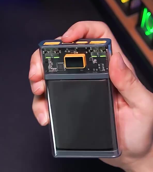 Cyberpunk Transparent Led Câble Intégré 22.5w Pd Charge Rapide 10000 20000 Mah Banque Alimentation Mobile 