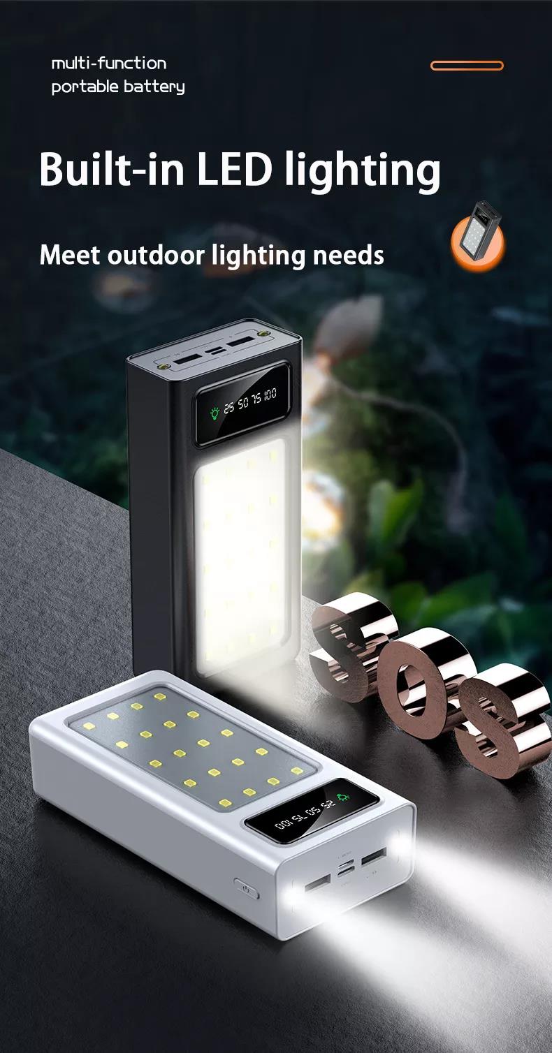 Vente chaude grande capacité côté extérieur téléphone Power Bank 30000mah chargeur de batterie supplémentaire avec 20 lumière LED